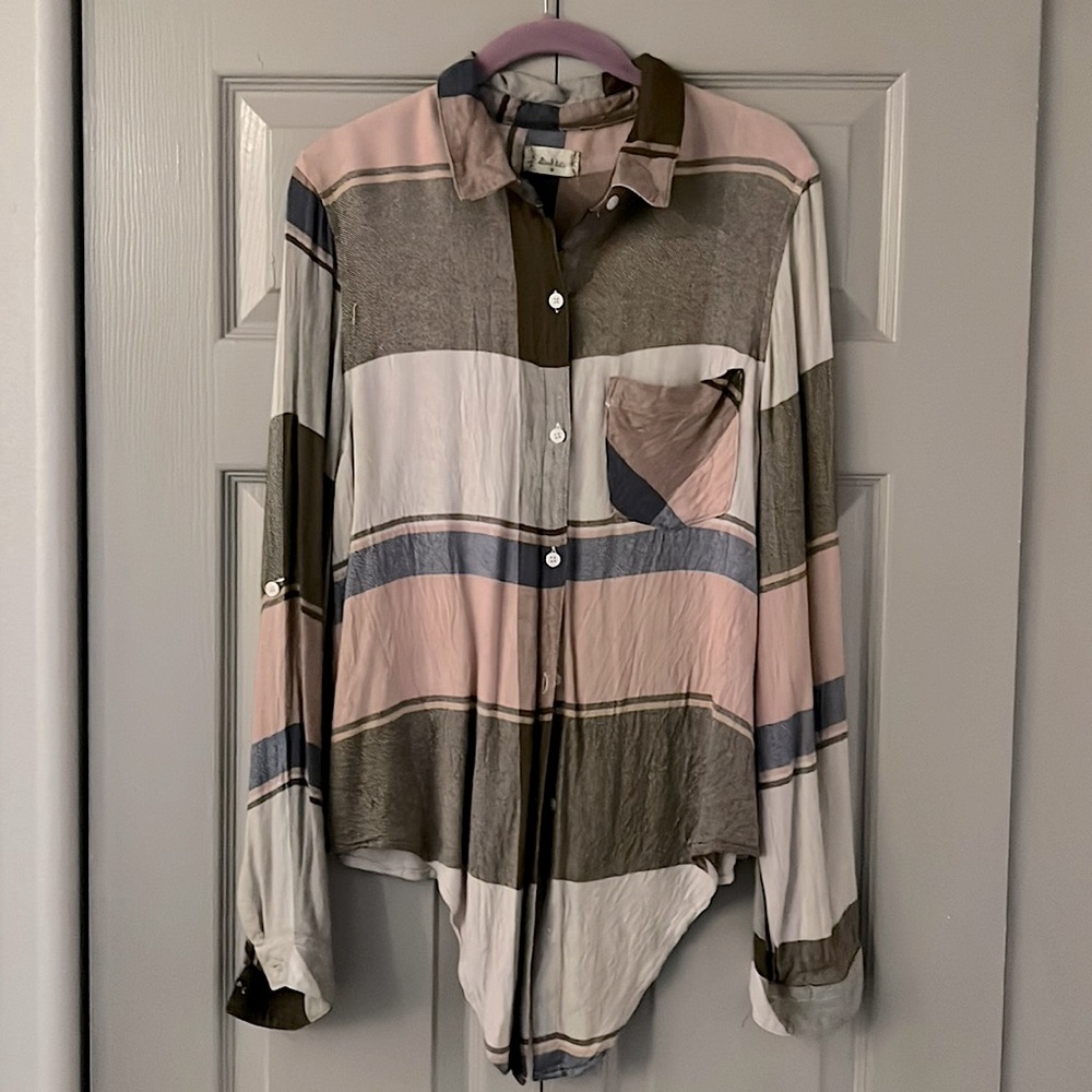 Plaid Button Down with waist tie.